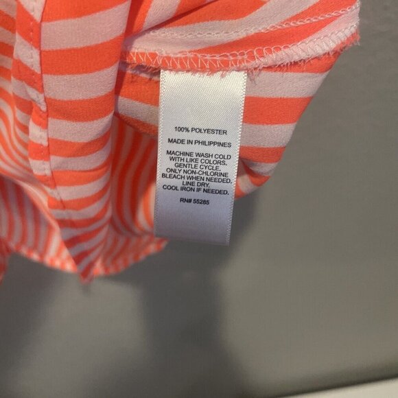 Express Shirt Women S Small Button Up Collared Sleeveless Pockets Orange Striped - Picture 6 of 10
